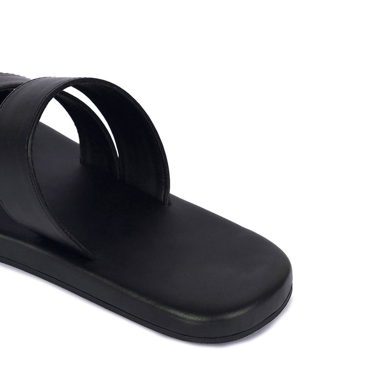 Adi Crossover Vegan Leather Black Slides Men Thrift Edit
