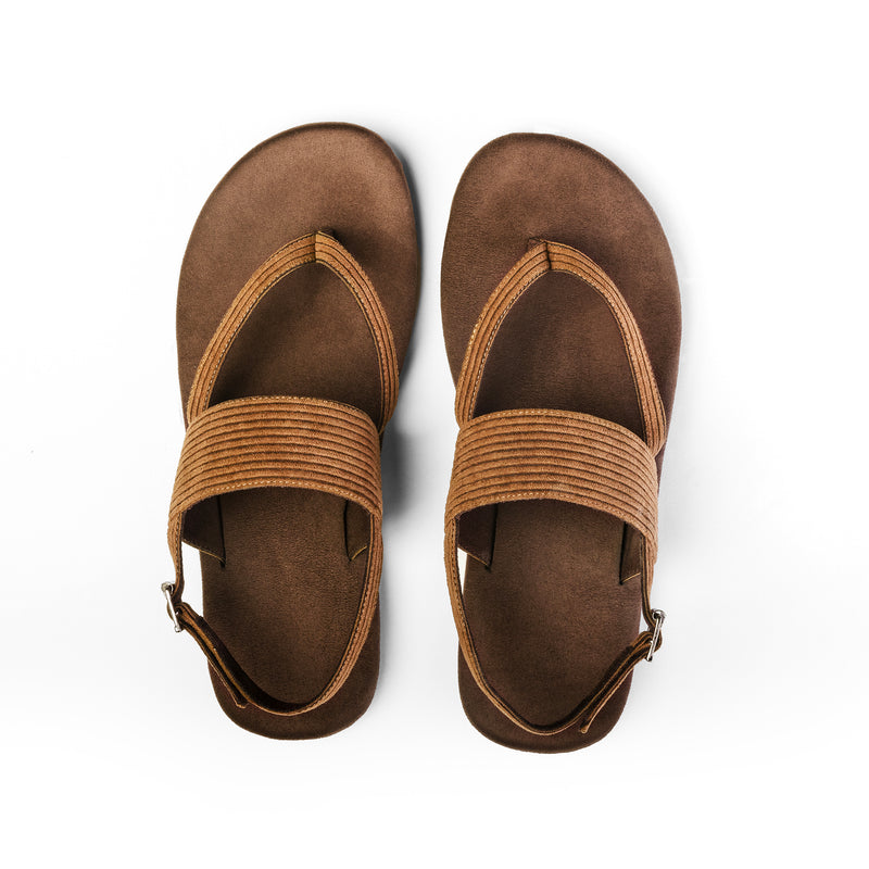 Hiver Luxe - Thong-Strap Corduroy Brown Sandals