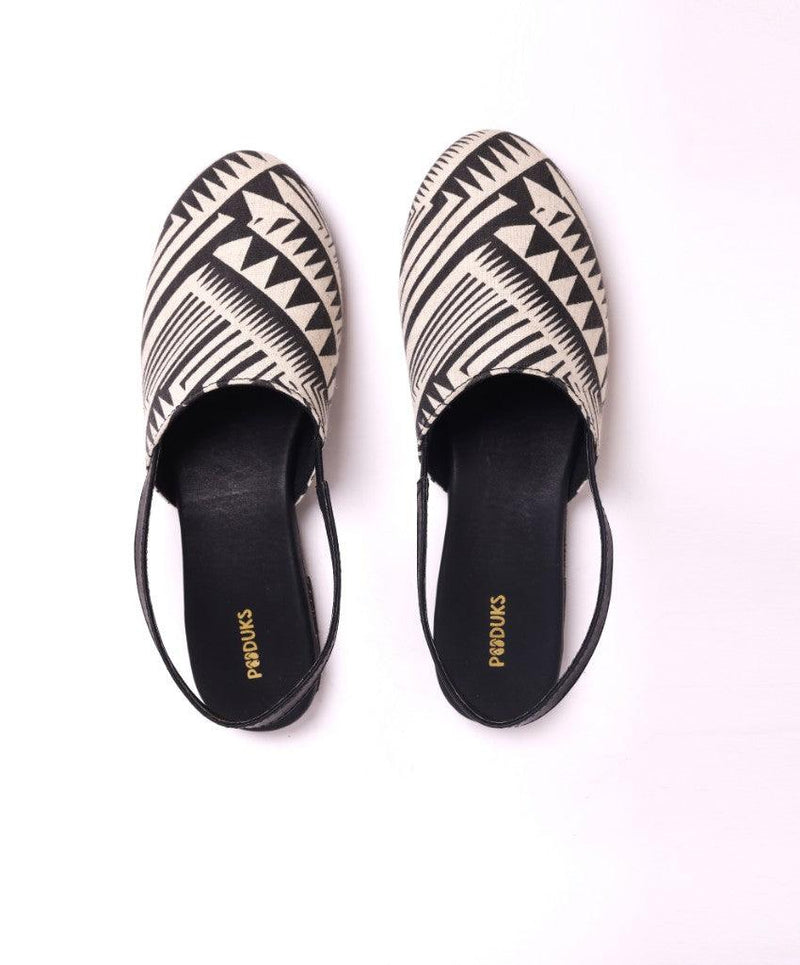 Kaito Black Strip Printed Comfortable Sandals for Women - Paaduks