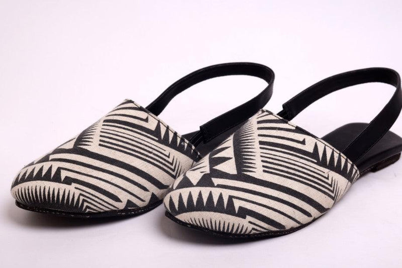 Kaito Black Strip Printed Comfortable Sandals for Women - Paaduks