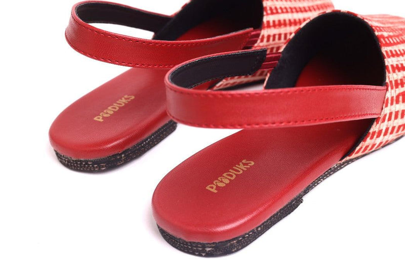 Kaito Red Strip Printed Comfortable Sandals for Women - Paaduks