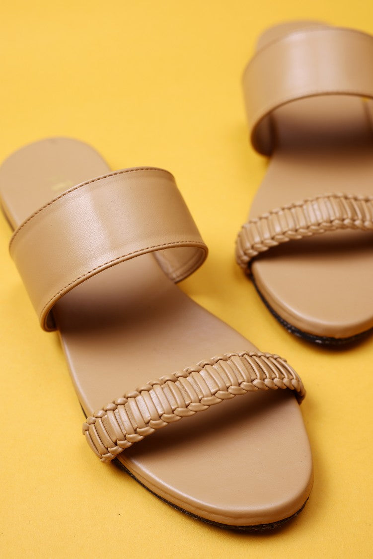 Noi Dual-Strap Vegan Leather Slides Women